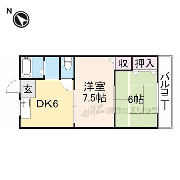 大阪府枚方市宮之阪3丁目(賃貸マンション2DK・3階・39.00㎡)の写真 その2