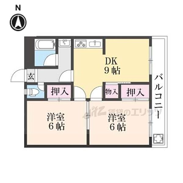 ロイヤルハイツさつき丘 305｜大阪府枚方市山之上西町(賃貸マンション2LDK・3階・51.20㎡)の写真 その2