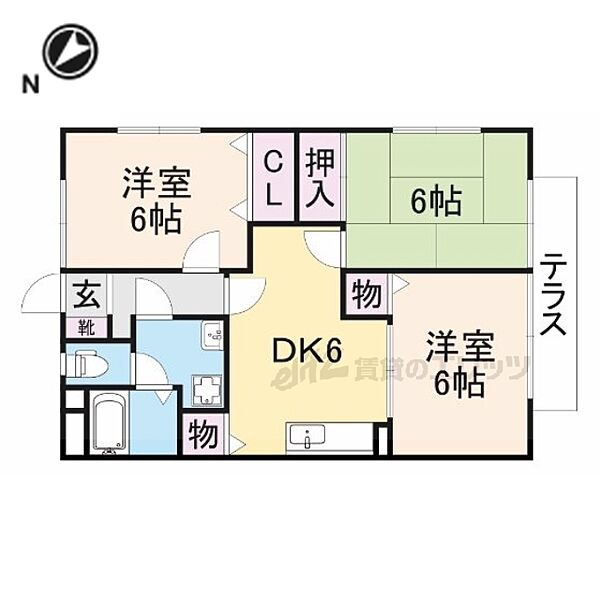 奈良県生駒市壱分町(賃貸アパート3DK・1階・56.64㎡)の写真 その2