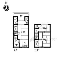 京阪本線 石清水八幡宮駅 徒歩5分の賃貸一戸建て 2階3Kの間取り