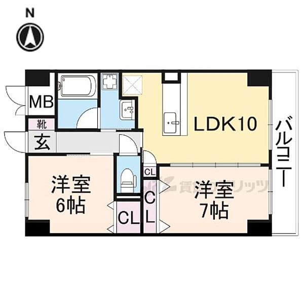 アルペン　ローゼ 202｜奈良県奈良市大森町(賃貸マンション2LDK・2階・53.85㎡)の写真 その2