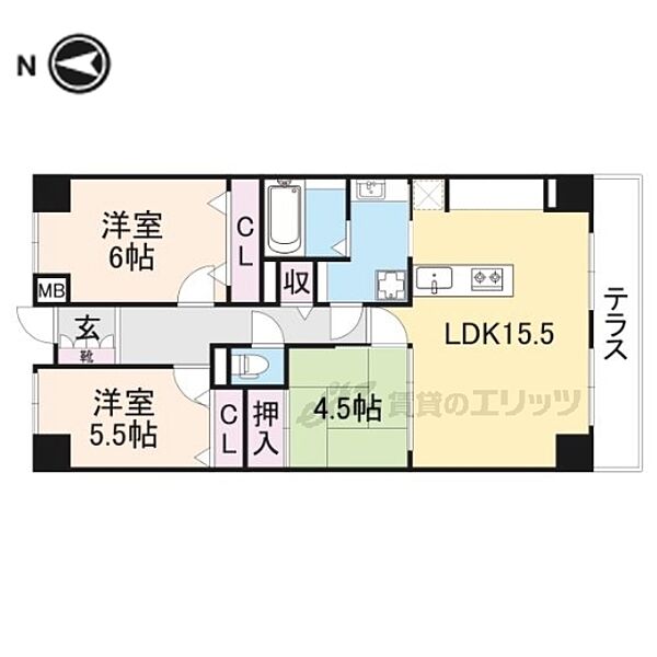 PHOENIX COURT 交野II 101｜大阪府交野市天野が原町1丁目(賃貸マンション3LDK・1階・72.73㎡)の写真 その2