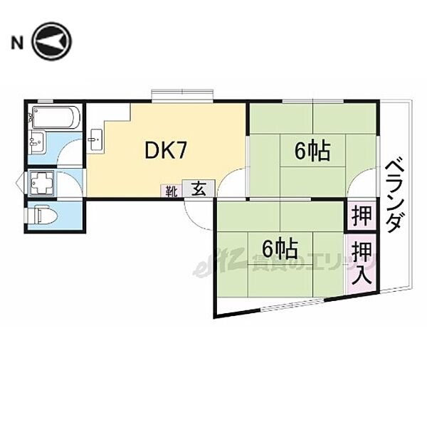 大阪府寝屋川市楠根南町(賃貸マンション2DK・2階・35.00㎡)の写真 その2