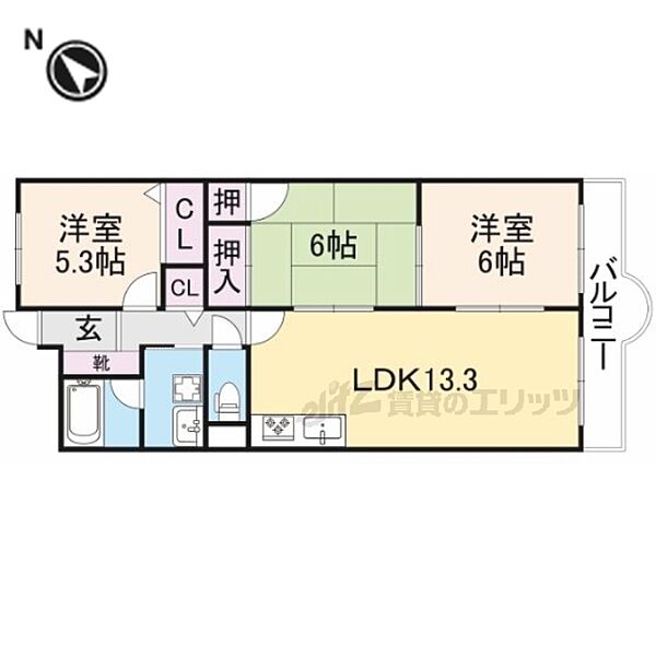 タワー・ア・ラ・モード 102｜奈良県奈良市富雄元町一丁目(賃貸マンション3LDK・1階・66.45㎡)の写真 その2