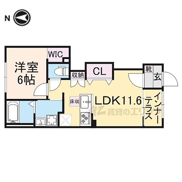 Ｃｈｒｏｍａ　Ｍｅａｄｏｗｓ 103｜大阪府枚方市長尾元町６丁目(賃貸アパート1LDK・1階・44.92㎡)の写真 その2