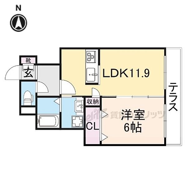 シャーメゾンボヌール 102｜大阪府枚方市東中振1丁目(賃貸マンション1LDK・1階・44.75㎡)の写真 その2