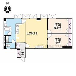 京阪交野線 交野市駅 徒歩10分の賃貸マンション 1階2LDKの間取り