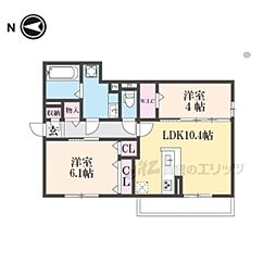 カーサ・コチネッラ 1階2LDKの間取り