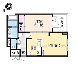 フラワータウン　ジャスミン 1階1LDKの間取り