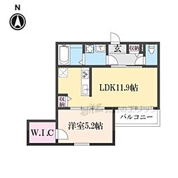 シエーナ楠葉ジェミオス 2階1LDKの間取り