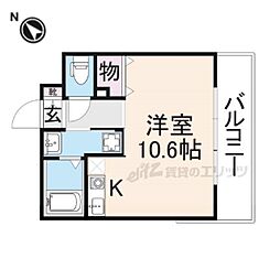 ルーセントオーデンアネックス 3階ワンルームの間取り