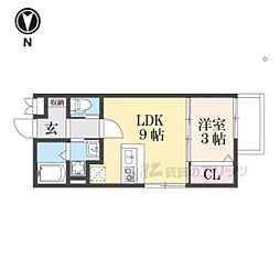 chou chou makinosaka 1LDKの間取図画像