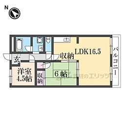 コーポ牧野 2LDKの間取図画像