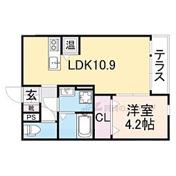 アート樟葉 1LDKの間取図画像