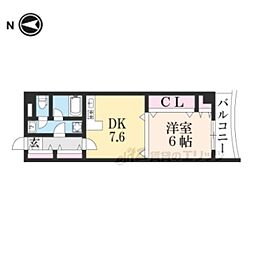 宮之阪ウェーブ 1DKの間取図画像