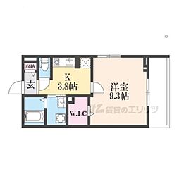 ハイドレンジア くずは 1Kの間取図画像