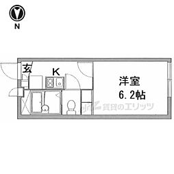 レオパレスドウマン 1Kの間取図画像