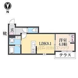 クレアトゥール香里園 1LDKの間取図画像