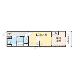 ウイング牧野駅前 1LDKの間取図画像
