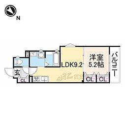 クリエオーレ藤阪中町1 1LDKの間取図画像