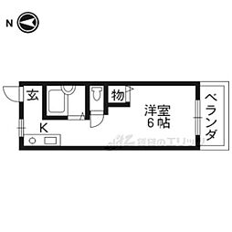 シャンテー招提 ワンルームの間取図画像
