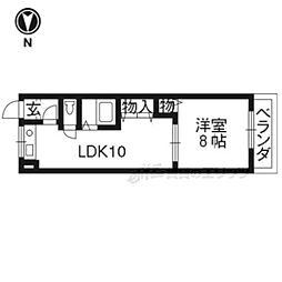 レオハイム長尾3 1LDKの間取図画像