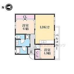 男山第2住宅103棟 2LDKの間取図画像