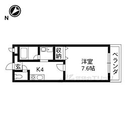 ラフェリーチェ 1Kの間取図画像