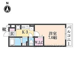 エバーミリオン弐番館 1Kの間取図画像