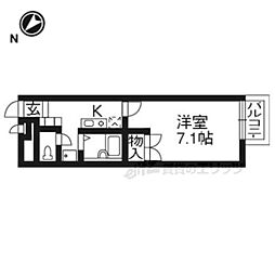プレジールエスパース 1Kの間取図画像