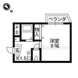 ライフハイム須賀 1Kの間取図画像
