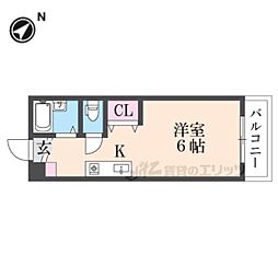 レオハイム長尾3 ワンルームの間取図画像