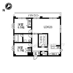 ロカリテ松井山手 2LDKの間取図画像