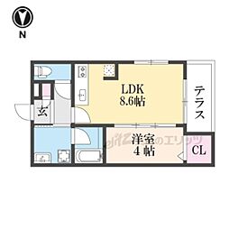 Gracias Court樟葉North 1LDKの間取図画像