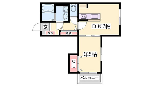 La maison du bonheur ｜兵庫県加古川市米田町平津(賃貸アパート1DK・1階・32.08㎡)の写真 その2