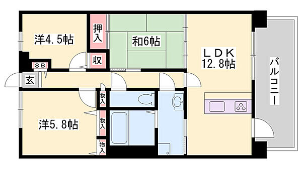 兵庫県加古川市尾上町口里(賃貸マンション3LDK・10階・67.50㎡)の写真 その2