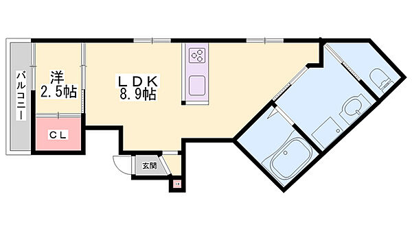 ブロンテ北在家EAST ｜兵庫県加古川市加古川町北在家(賃貸アパート1LDK・2階・27.95㎡)の写真 その2