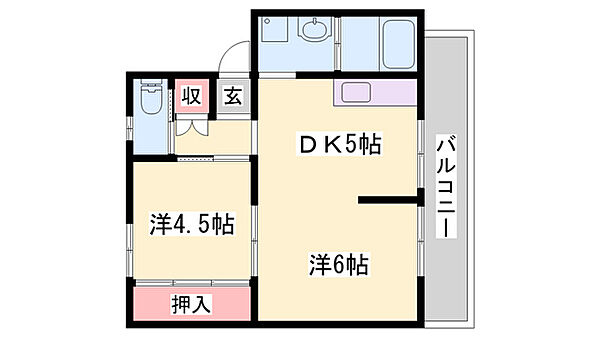 ビレッジハウス滝野 ｜兵庫県加東市北野(賃貸マンション2DK・3階・38.46㎡)の写真 その2