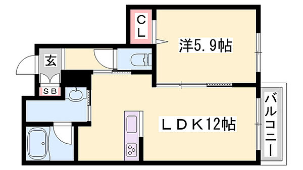 グランノーブル ｜兵庫県加東市喜田2丁目(賃貸アパート1LDK・2階・42.37㎡)の写真 その2