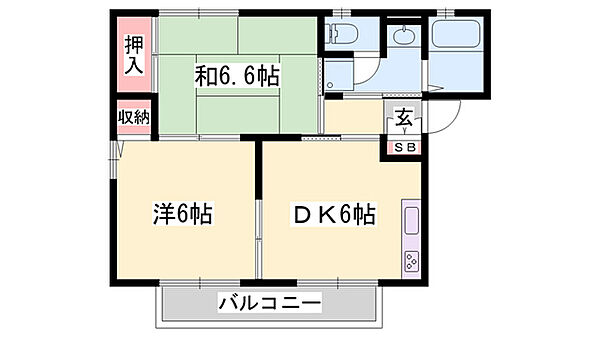 さくらハイツ ｜兵庫県高砂市高砂町藍屋町(賃貸アパート2DK・1階・42.78㎡)の写真 その2