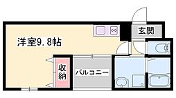 K-TSUCHIYAMA 1階ワンルームの間取り
