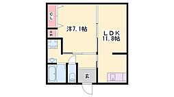コンフォートブルマツモト 1階1LDKの間取り