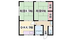 金ヶ崎ハイツ 2DKの間取図画像
