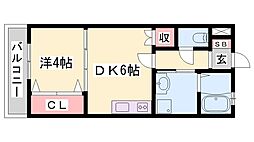 ドミール王子 1DKの間取図画像