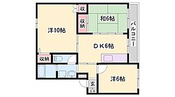 グリーンエイト2 3DKの間取図画像