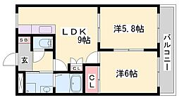 ビアンシャトレーン 2DKの間取図画像