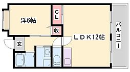 カインド小野 1LDKの間取図画像