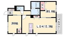 シャーメゾン・琴里 2LDKの間取図画像
