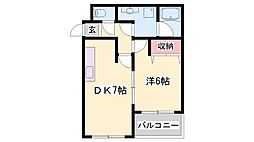 ベルシャンテ西明石2 1DKの間取図画像