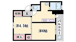 ビレッジハウス小坂2号棟 2Kの間取図画像